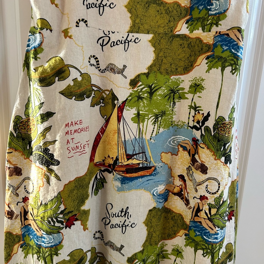 NWT C&C California Lush Green and Cream tropical midi dress - Picture 4 of 8